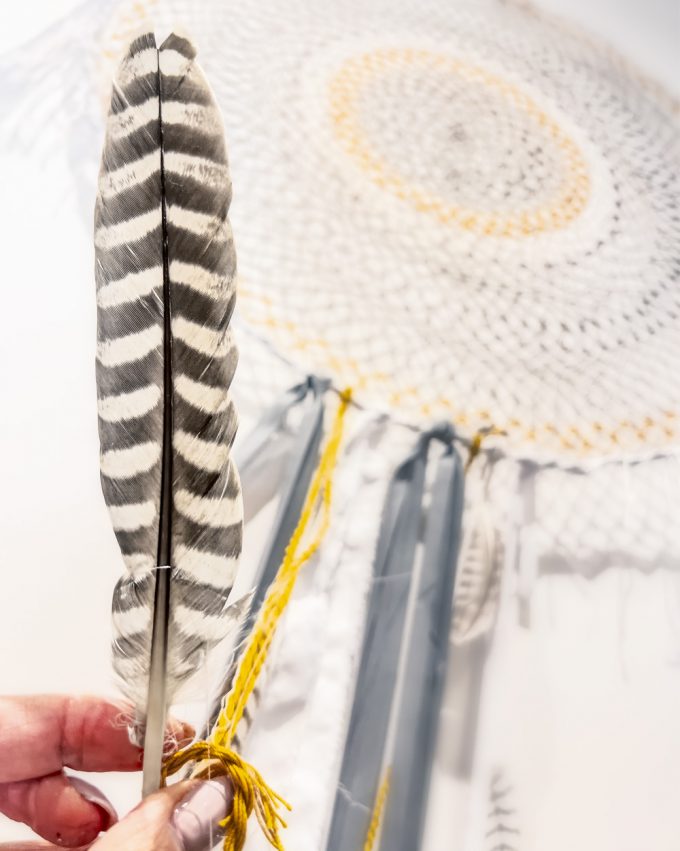 Handmade Dreamcatcher – 86cm Diameter with Gyr/Saker Falcon Feathers
