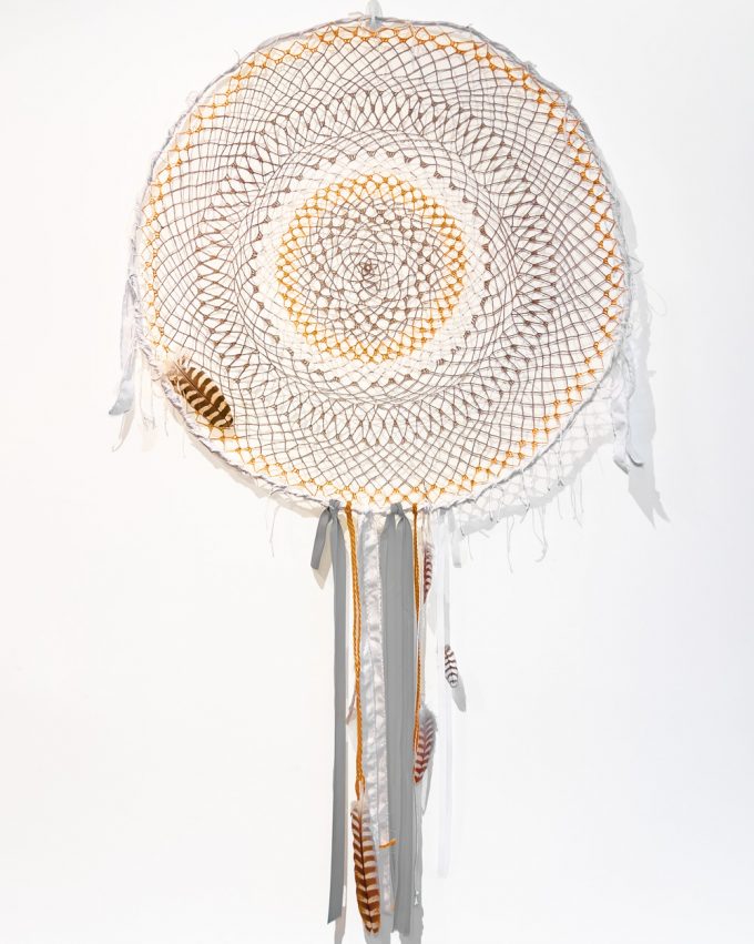 Handmade Dreamcatcher – 86cm Diameter with Gyr/Saker Falcon Feathers
